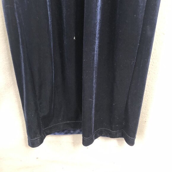 Vintage Scott McClintock Velvet Maxi Dress Womens 8 Navy Blue Velour Y2K Formal - Picture 8 of 16